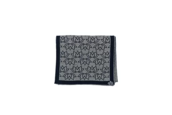 Gucci Grey and Black Wool and Silk Monogram Scarf For Sale at 1stDibs