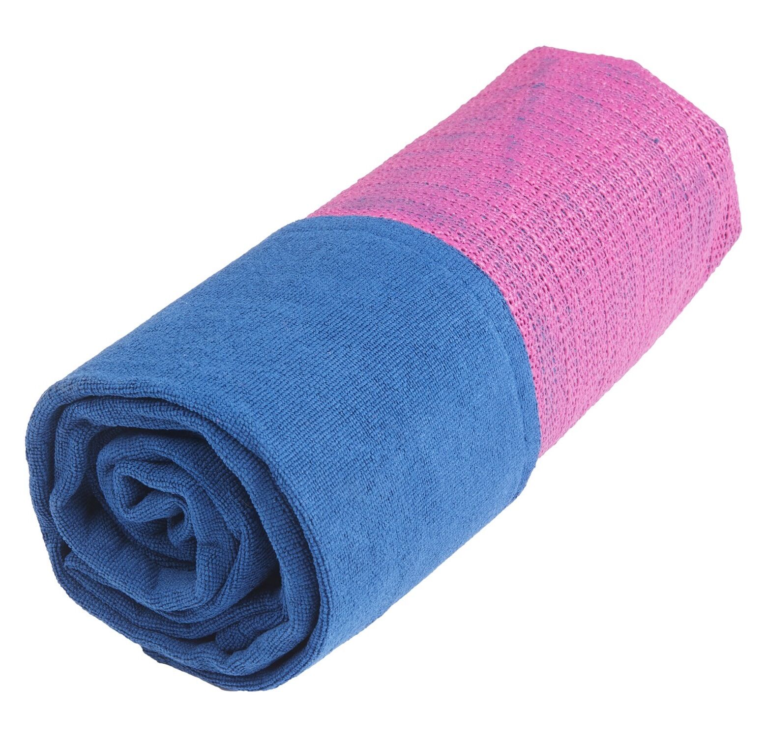 Gaiam Grippy Yoga Mat Towel Blue Fuchsia Full Size New